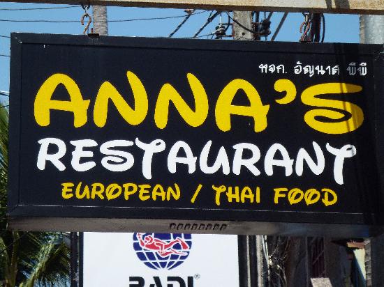 Anna's Restaurant (the sign is written in Disney's Aladdin font—definitely legal).