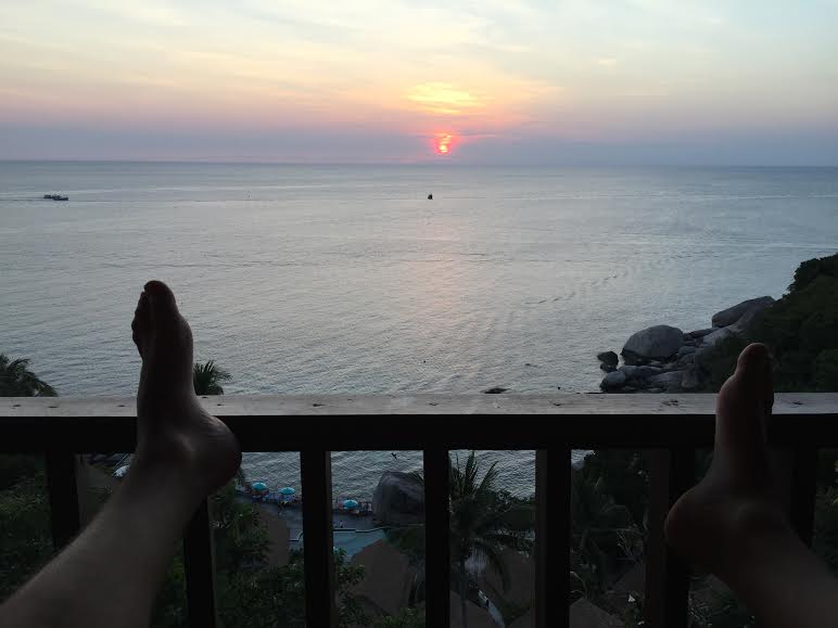 View from the "Sunset Ocean Dream" balcony in Ko Tao. 