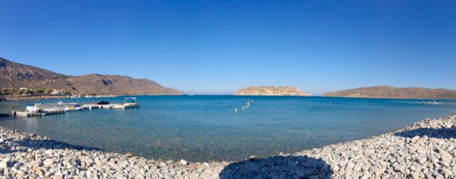 Views of Spinalonga from the Blue Palace Beach